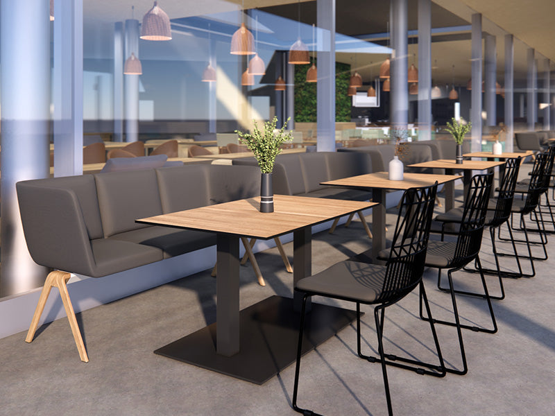 Restaurant Szene mit Dekor Eiche Aspen Maserung quer