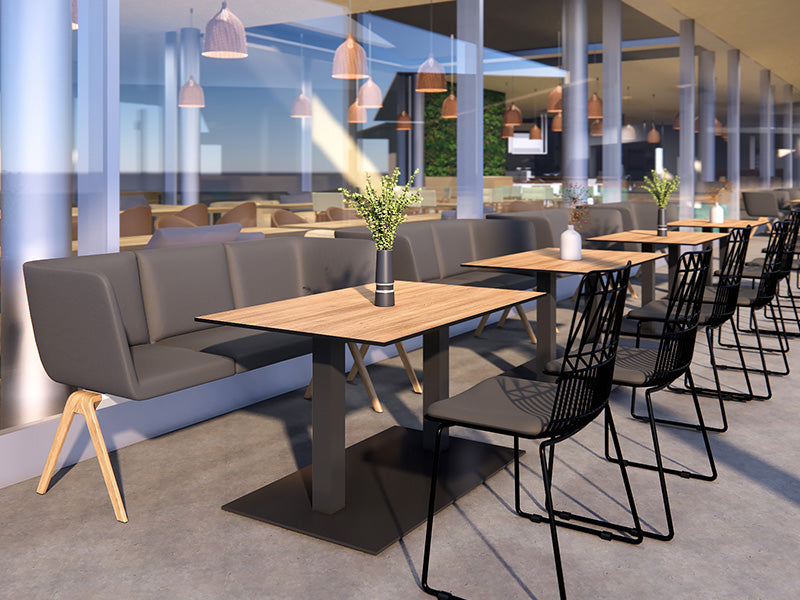 Restaurant Szene mit Dekor Eiche Aspen Maserung längs