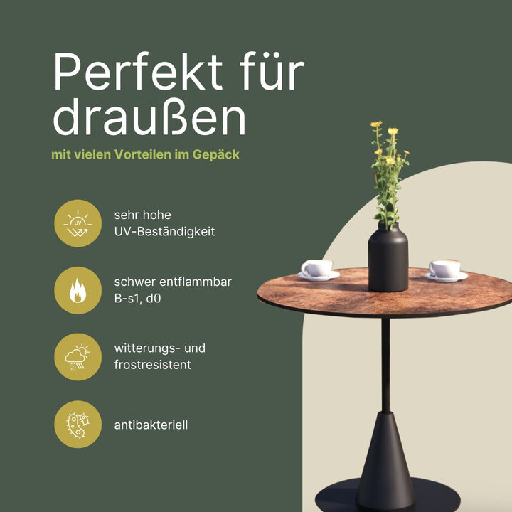 Das Outdoor-Programm überzeugt durch hohe UV-Beständigkeit, Schwerentflammbarkeit, Witterungs- und Frostbeständigkeit sowie antibakterielle Eigenschaften.“