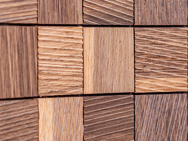 Holzmosaik Basel geräuchert Detail Nahaufnahme