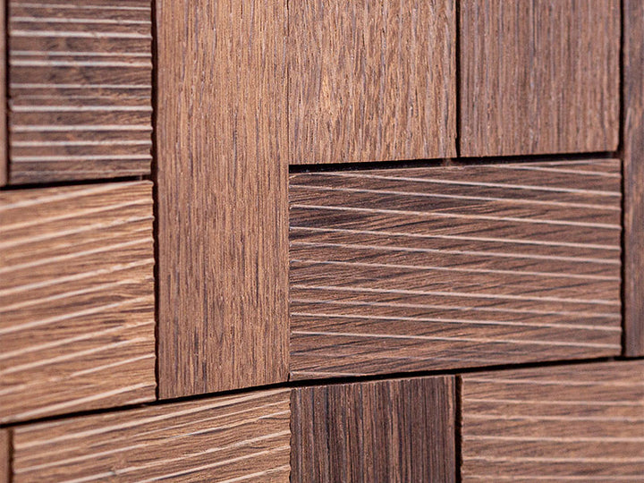 Holzmosaik Graz geräuchert Detail Nahaufnahme