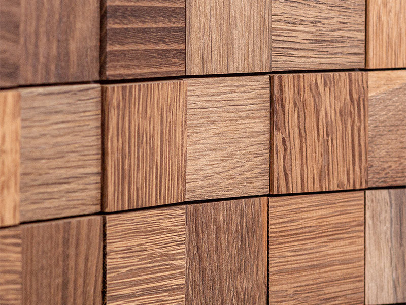 Holzmosaik Hamburg geräuchert Detail Nahaufnahme