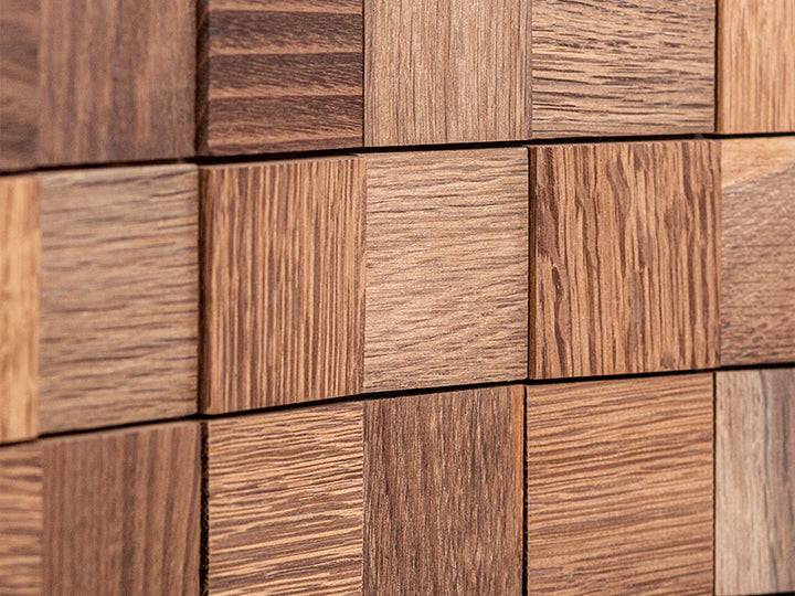 Holzmosaik Hamburg geräuchert Detail Nahaufnahme