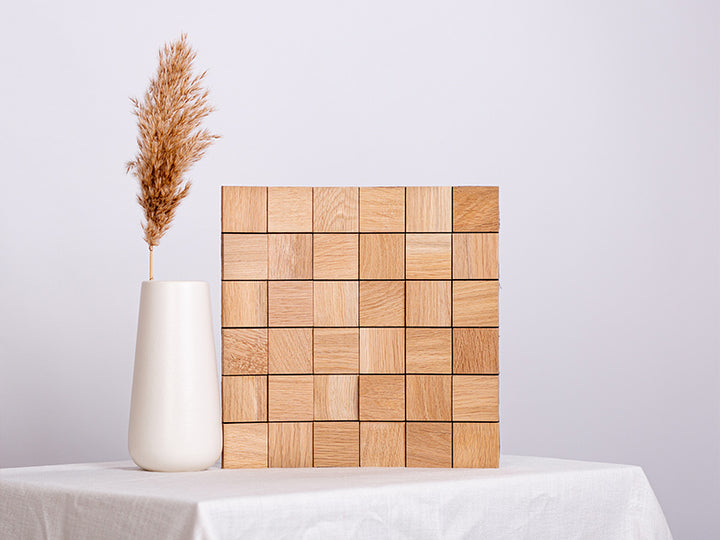 Holzmosaik Hamburg natur mit Deko-Vase