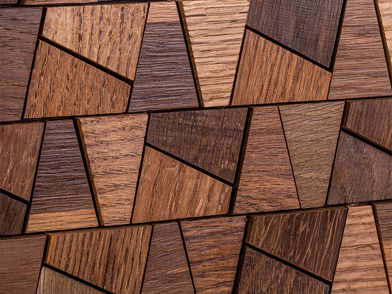 Holzmosaik Lissabon geräuchert Detail Nahaufnahme