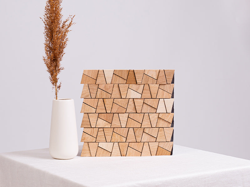 Holzmosaik Lissabon natur mit Deko-Vase