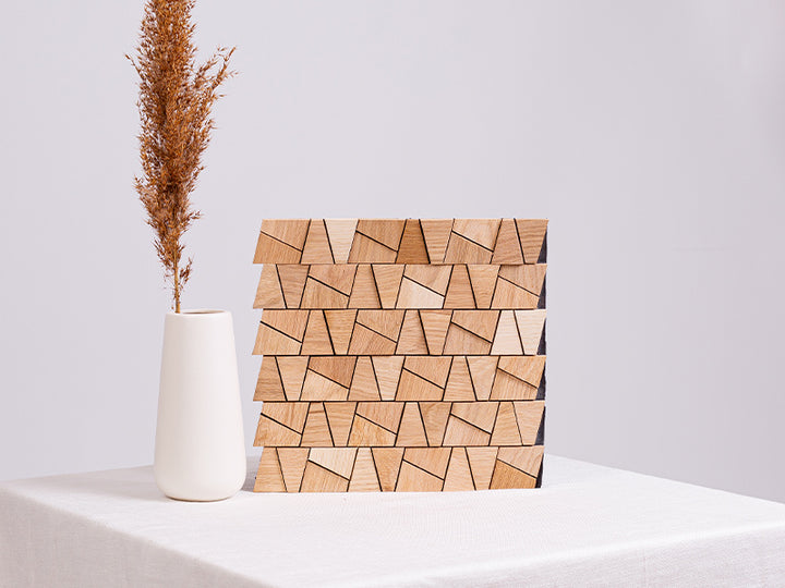 Holzmosaik Lissabon natur mit Deko-Vase