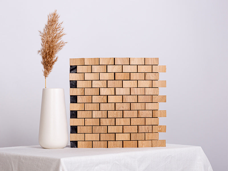Holzmosaik London natur mit Deko-Vase