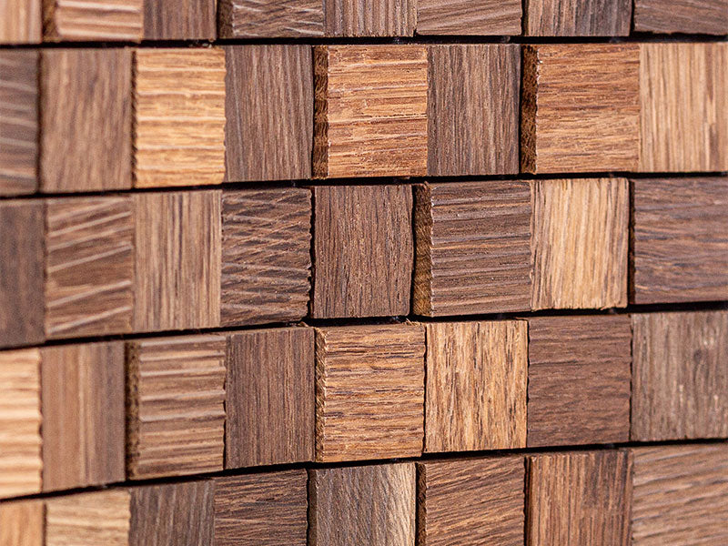 Holzmosaik Lyon geräuchert Detail Nahaufnahme