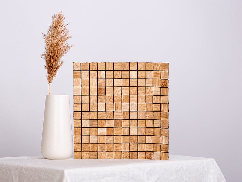 Holzmosaik Lyon natur mit Deko-Vase