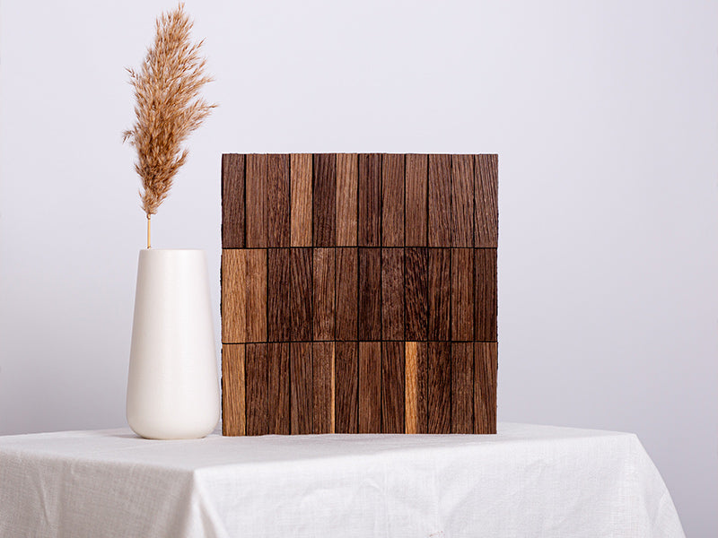 Holzmosaik Nizza geräuchert mit Deko-Vase