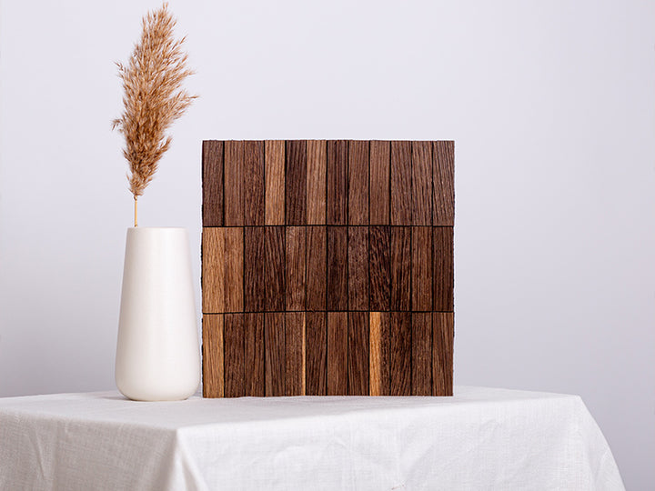 Holzmosaik Nizza geräuchert mit Deko-Vase