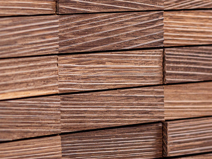 Holzmosaik Nizza geräuchert Detail Nahaufnahme