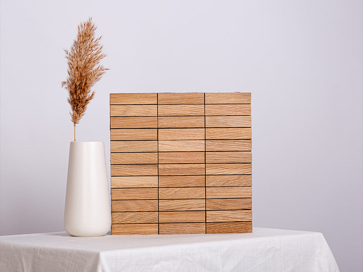 Holzmosaik Nizza natur mit Deko-Vase