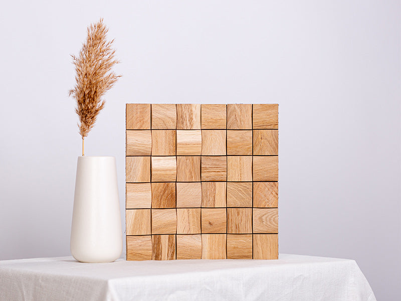 Holzmosaik Rotterdam natur mit Deko-Vase