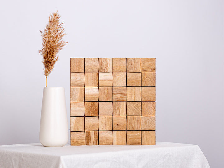 Holzmosaik Rotterdam natur mit Deko-Vase