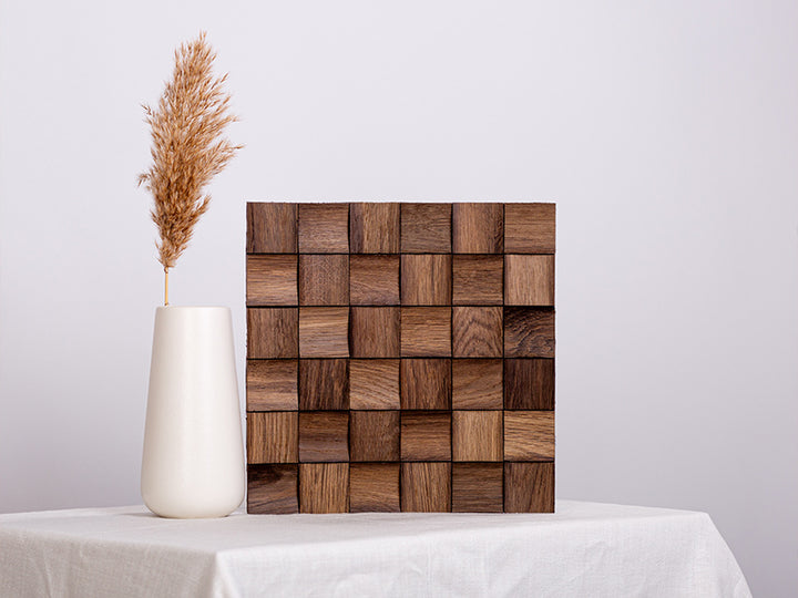 Holzmosaik St. Moritz geräuchert mit Deko-Vase