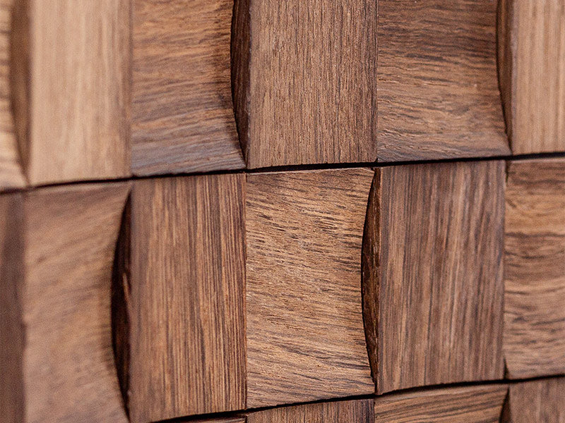 Holzmosaik St. Moritz geräuchert Detail Nahaufnahme