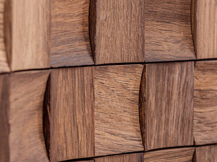 Holzmosaik St. Moritz geräuchert Detail Nahaufnahme