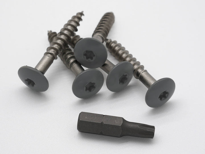 HPL Schraube Basaltgrau RAL 7012 mit dem im Lieferfang inkludiertem Bit Torx T20W