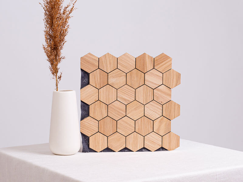 Holzmosaik Mailand natur mit Deko-Vase