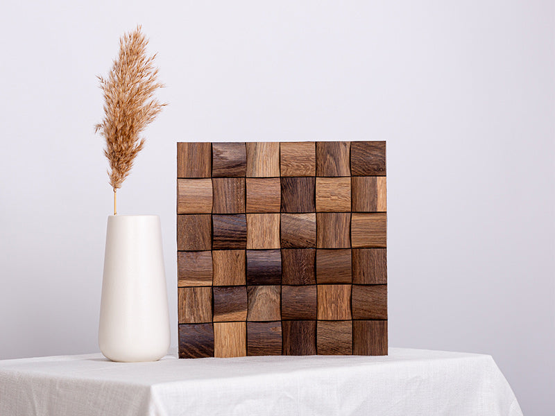 Holzmosaik Rotterdam geräuchert mit Deko-Vase